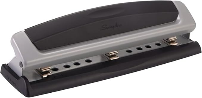 Swingline Desktop Hole Punch, Hole Puncher, Precision Pro, Adjustable, 2-3 Holes, 10 Sheet Punch Capacity, Black/Gray (74038)
