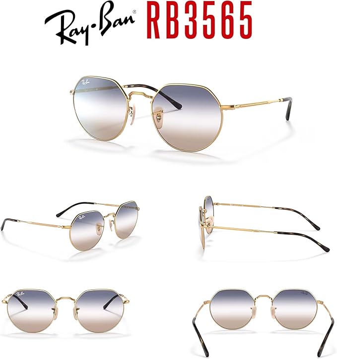 Ray-Ban Jack RB3565 Rounded Hexagonal Sunglasses for Men for Women +BUNDLE with ACCESSORY EYEWEAR KIT