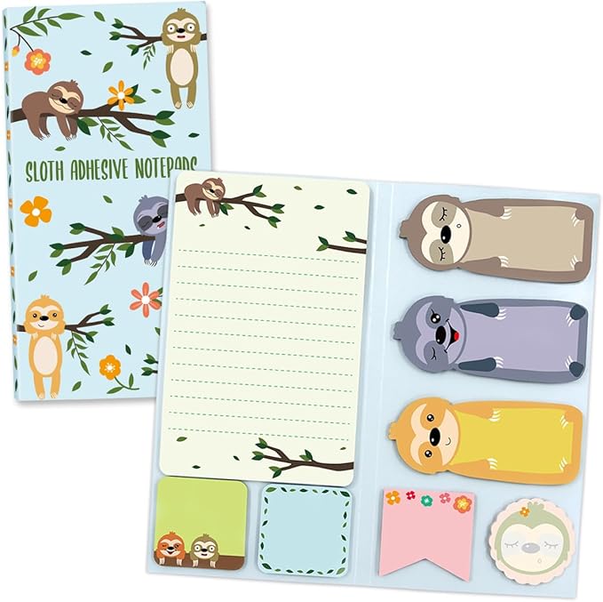 Fancy Land Sloth Sticky Notes Set Notepads 240 Sheets Book Notes for Sloth Lovers Kids Office School Friends Teacher Appreciation Gifts Lazy Day Small Gifts Employee Administrative Professional Day