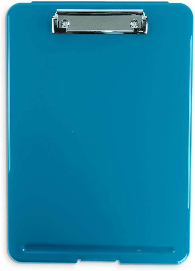 Clipboard with Storage Slim Folding for Nursing, Teachers, Coaches & Office, Plastic Heavy Duty with Pen Holder (9.5” x 13.5”) (Blue)