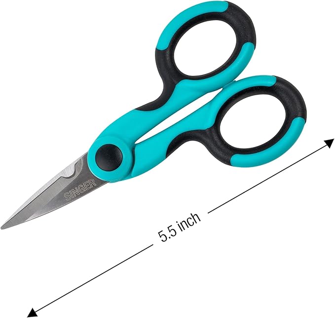 SINGER 00558 5-1/2-Inch ProSeries Heavy Duty Scissors with Power Notch, Teal