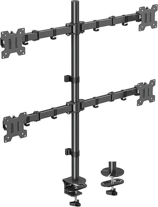 MOUNTUP Quad Monitor Stand, 4 Monitors Desk Mount for 17 to 32 inch Computer Screens, Fully Adjustable Stacked Mount with Tilt Swivel, 4 Heavy Duty Monitor Mount, Holds up to 17.6lbs per Arm, MU3007