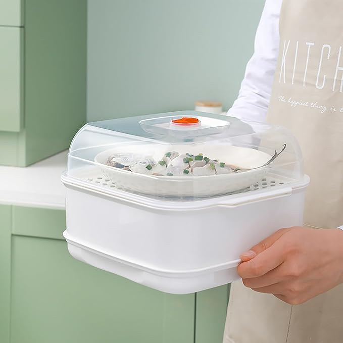 Microwave Steamer with Lid and Tray, Vegetables Steamer for Microwave Bowl, Microwavable Cookware Supplies (1 - Layer)