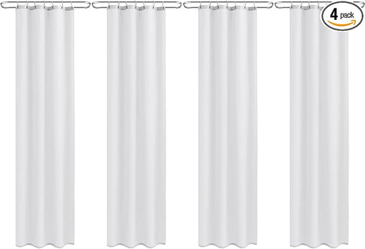 Nasitos White Shower Curtain Liners 4 Pack - W36 x H72 - Washable & Water Resistant Fabric Bath Shower Liners for Narrow Stall, Stand Up Shower Stall, RV, Camper (Magnets Included)