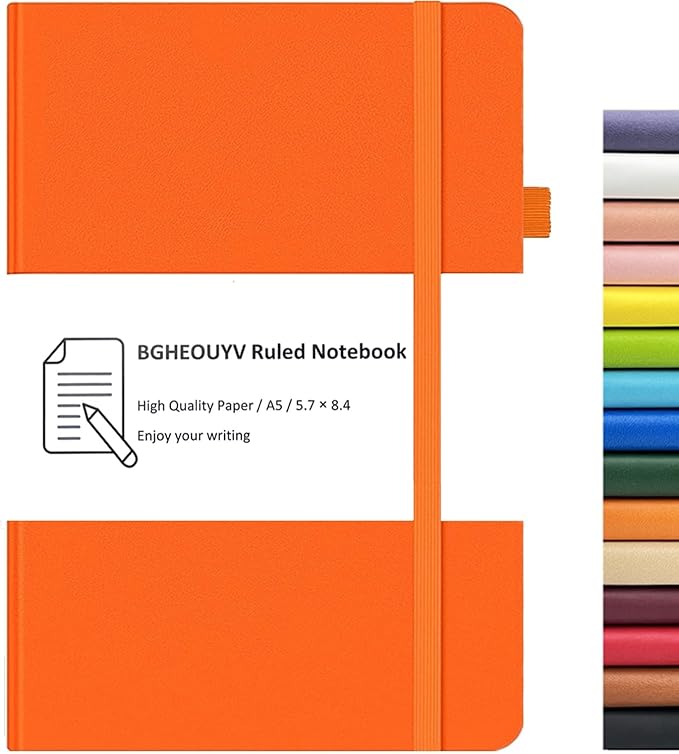 Notebook Journal, College Ruled Notebook Lined A5 160 Pages,Hard Cover Journals for Writing, Notebooks for Work Office School Women Men,5.7 inches x 8.4 inches(Orange)