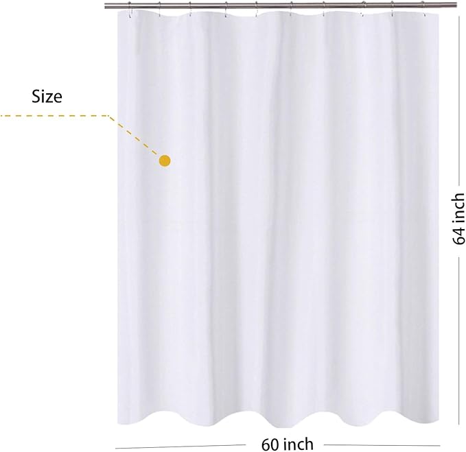 N&Y HOME RV Shower Curtain or Liner Fabric 60 x 64 inches, Perfect for Camping Travel Trailer, White Bathroom Curtains with Grommets, 60x64