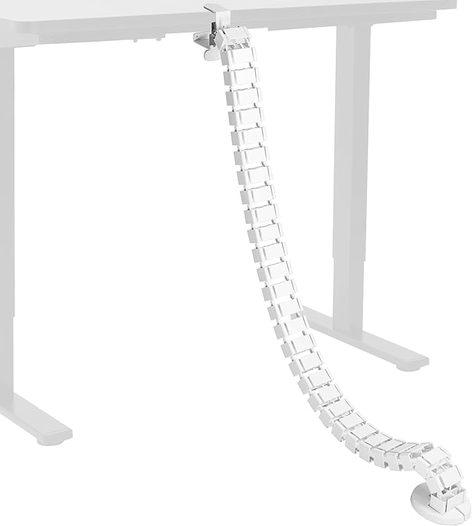VIVO No Drill Clamp-on Desk Vertebrae Cable Management Kit, Adjustable Quad Entry Flexible Cord Organizer for Home Office, White, DESK-AC01P-W