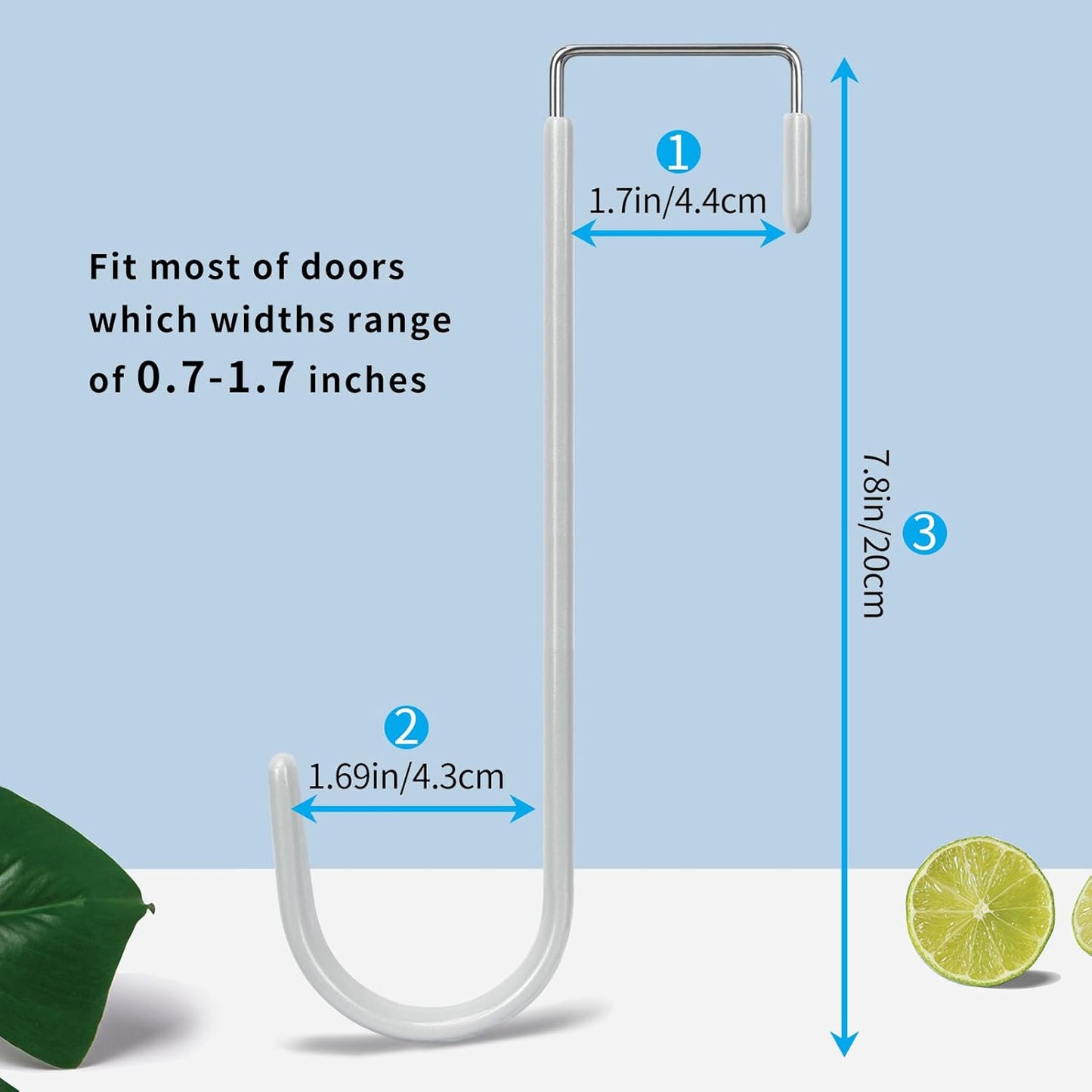 FYY Over The Door Hooks - 4 Pack Upgraded Long Door Hangers Hooks with Rubber Prevent Scratches Heavy Duty Organizer Hooks for Hanging Clothes, Towels, Hats, Coats, Bags Sliver