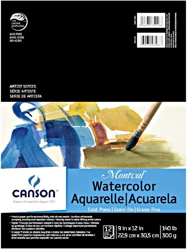 Canson Montval Watercolor Pad 140 lb. Cold Press 9x12"