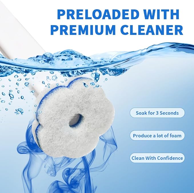 48 Count Disposable Toilet Brush Refill Pads, Disposable Toilet Bowl Wand Refills, Toilet Cleaning Refills, Toilet Scrubber Refills, Brush Head Replacement