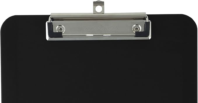 Trade Quest Plastic Clipboard Opaque Color Letter Size Low Profile Clip (Pack of 12) (Black)
