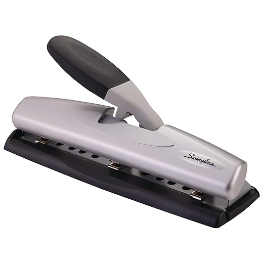 Swingline Hole Punch, Desktop Hole Puncher, 12 Sheet Punch Capacity, 2-3 Holes, Adjustable, LightTouch, Black/Silver (74026)