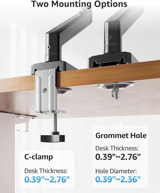 MOUNTUP Laptop Stand for Desk, 2-in-1 Monitor Mount with Laptop Tray Holds 2.2-22lbs, Adjustable Laptops Arm Mount for Max 17" Notebook & 32" Monitor, Laptops Desk Arm with Clamp/Grommet