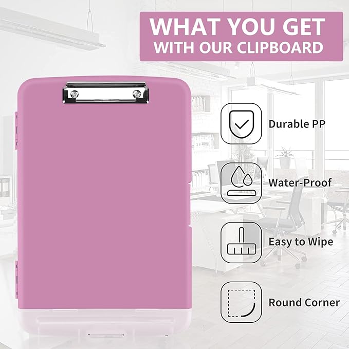 SFLHHDM Purple Clipboard with Storage, Clip Boards 8.5x11, Plastic Clipboard with Pen Holder, Teacher Clip Board, Clipboards Organizer for Women Teachers Work, School & Office Supplies