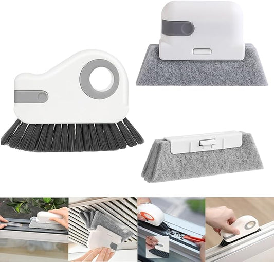 Window Track Cleaning Brush with Hidden Scraper for Sliding Door and Window Tracks, Shutters, Kitchen Sink Cleaning