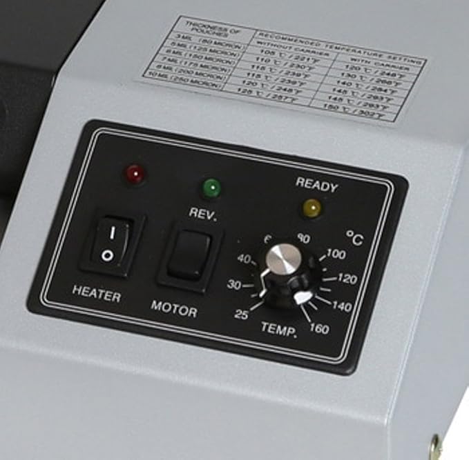 Tamerica TCC330 Professional Laminator, 120V/60Hz, 13" Max. Laminating Width, Up to 26"/min Speed, 10 mil Max Pouch Gauge, Warm-Up Time 3.5-4.5 min, Reverse/Anti-Jam Mechanism, Silicon Roller