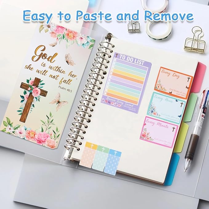 QPIXVB Bible Sticky Notes,Bible Study Supplies,550 Sheets Post It Notes,Cute Gifts for Book Lovers,Classroom Christmas Gift for Students,Note Taking Supplies,Divider Tabs Bundle School Stuff