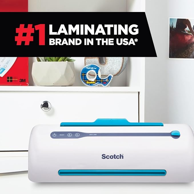 Scotch PRO TL906 Thermal,Laminator Machine,1 Laminating Device,White/Blue,Laminate Recipe Cards,Photos,Documents,for Home,Office,or School Supplies,9 in,(Pack of 2)