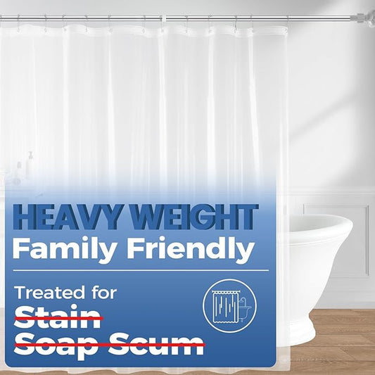 downluxe Set of 3 Clear Shower Curtain Liner, PEVA Heavy Duty Plastic Shower Liner with 3 Magnets, 72" x 72" Waterproof Bathroom Curtain