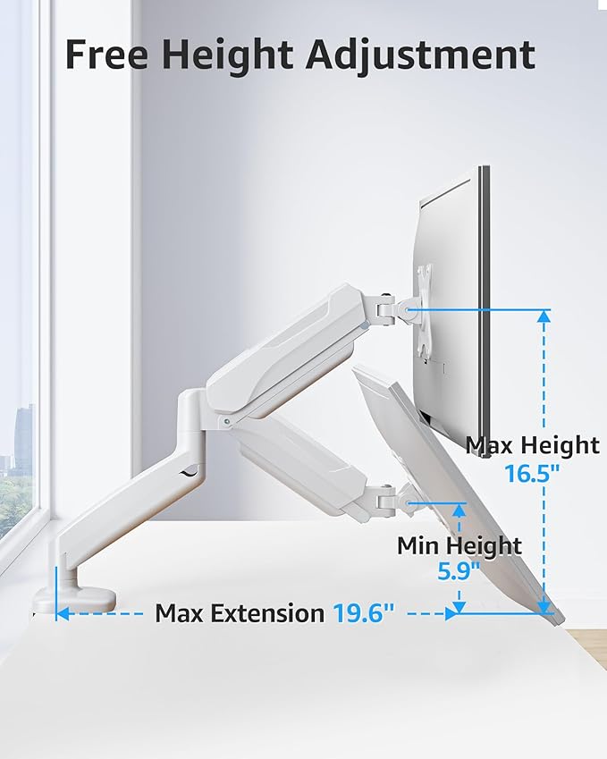 MOUNTUP Single Monitor Desk Mount Holds Screen up to 32 inch, Height Adjustable Monitor Arm, Computer Monitors Stand with Clamp/Grommet Mounting Base, VESA Mounts Fit 4.4-17.6lbs Computer