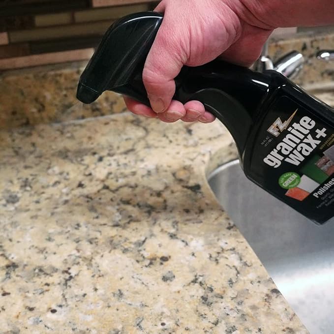 Granite Wax Plus - Granite Cleaner & Polish, Hard Water Stain Remover, Kitchen, and Bathroom Cleaner - Streak-Free Shine, Carnauba Wax, Banana Scent, 16 oz