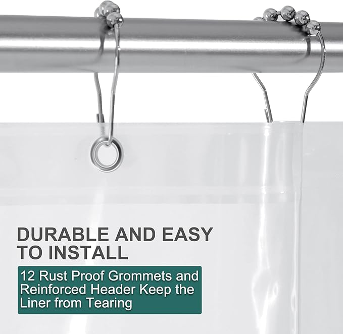 AmazerBath 78 Inch Shower Curtain Liner Clear Plastic, Long Shower Curtain Heavy Duty 8G, Premium PEVA Weighted Shower Curtains for Bathroom with 3 Big Stones and Grommets, 72x78 Inches
