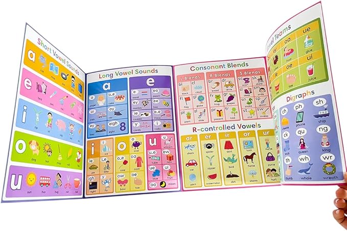 Lachilly My First Phonics Chart Learning Poster Vowel Consonant Pronunciation Educational Toys Vocabulary Building Flashcards Worksheet Teacher Teaching Aids for Pre-Kindergarten