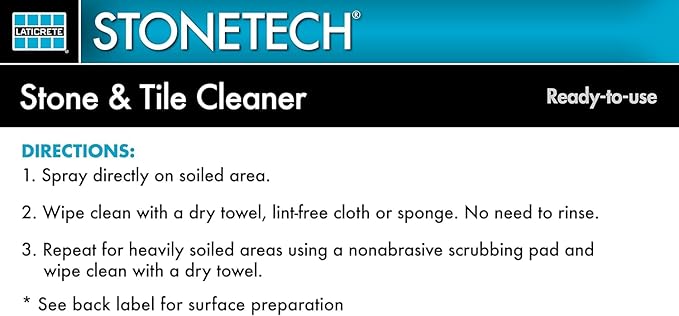 Neutral Formula for Stonetech Stone & Tile Cleaner Spray, Ready-to-Use Daily Surface Grout Cleaner, Use on Natural Stone and Porcelain, Safe and Non-Abrasive Formula for Kitchen & Bathroom, 24 oz