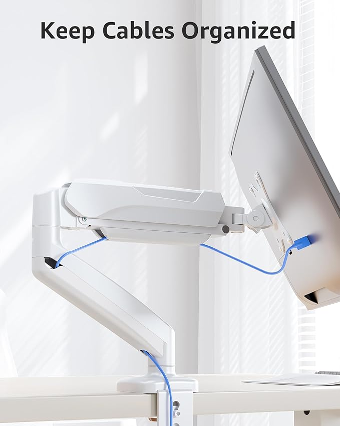MOUNTUP Single Monitor Desk Mount Holds Screen up to 32 inch, Height Adjustable Monitor Arm, Computer Monitors Stand with Clamp/Grommet Mounting Base, VESA Mounts Fit 4.4-17.6lbs Computer
