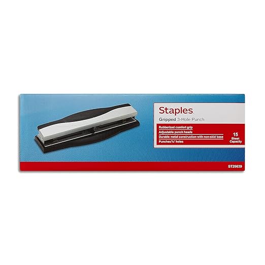 Staples High‑End Adjustable 3‑Hole Punch – Heavy‑Duty Office Paper Punch