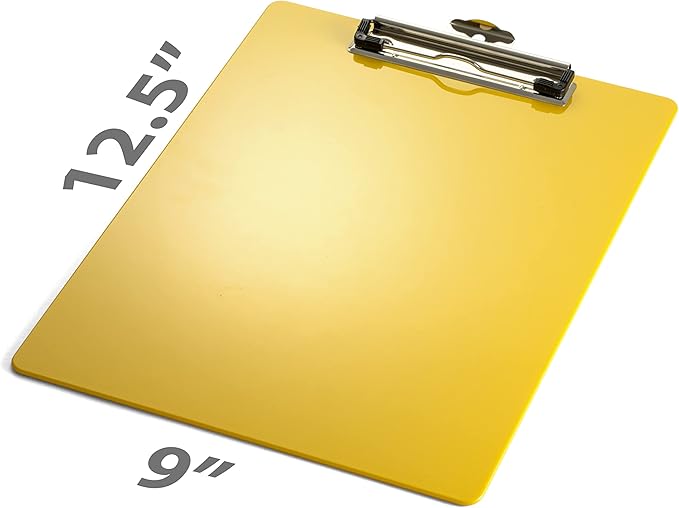 Officemate Recycled Plastic Clipboard, Letter Size, Yellow, Pack of 6 (83082)