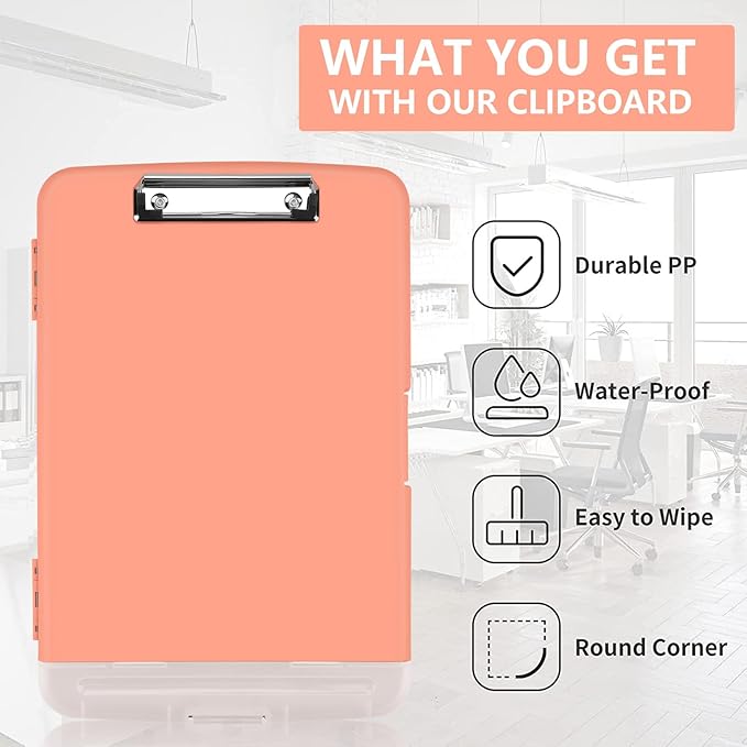 SFLHHDM Plastic Clipboard with Storage, High Capacity Clip Boards 8.5x11 with Storage, Heavy Duty Nursing Clipboards Folder, Clipboard Cute, Letter A4 Size Clipboards with Storage for Teachers, Nurse