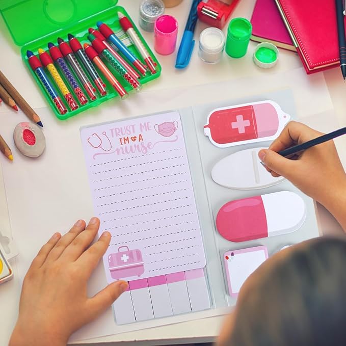 QPIXVB Nurse Gifts for Women,Cute Sticky Notes,Nurse Sticky Notes Set,440 Sheets,School Nurse Supplies,Cute Desk Accessories,Nursing School Essentials for Students,Self-Stick Note Pads Christmas Gift
