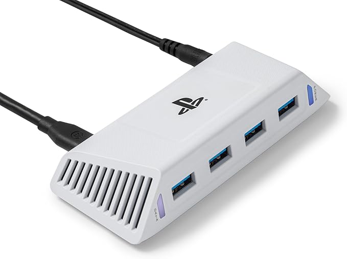 PowerA 4-Port USB 5Gbps Hub for PlayStation®5, USB 3.2, AC Powered, Weighted Base, Officially Licensed