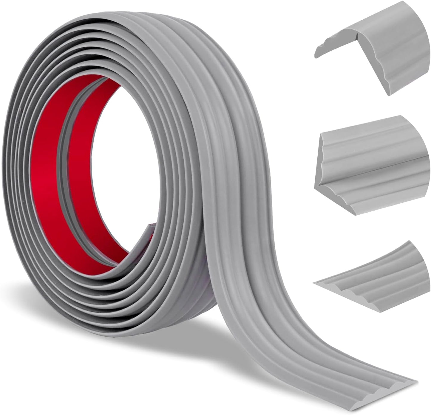 Wall Corner Protector Peel and Stick Corner Trim Molding Flexible Inside & Outside Wall Edge Guard Self Adhesive Moulding Trim for Edge Use, Gray, 0.8” W x 10’ L