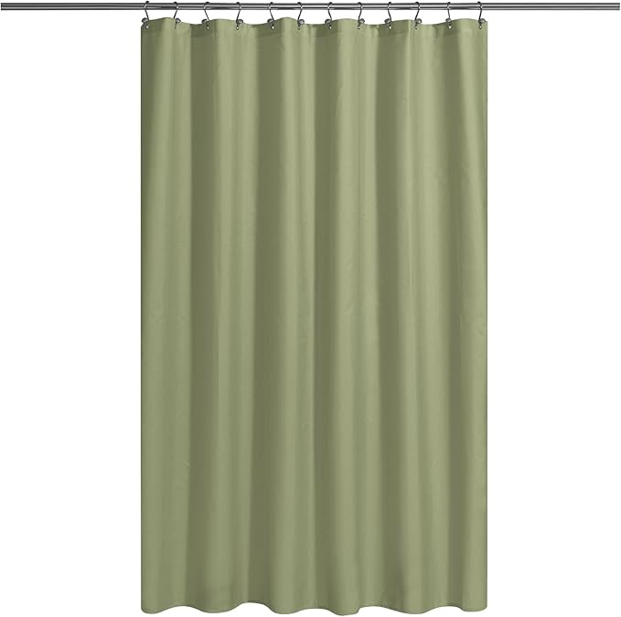 N&Y HOME Fabric Shower Curtain or Liner with Magnets Sage Green - Hotel Quality, Machine Washable, Water Repellent - Sage, 72x72