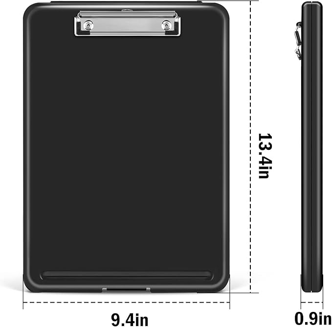 Clipboard with Storage, Clipboards 8.5x11 with Storage, Nursing Clip Board Foldable, Smooth Writing with Pen Holder Clipboards, High Capacity Storage Clip Board for Office Storage, Nurse(Black)