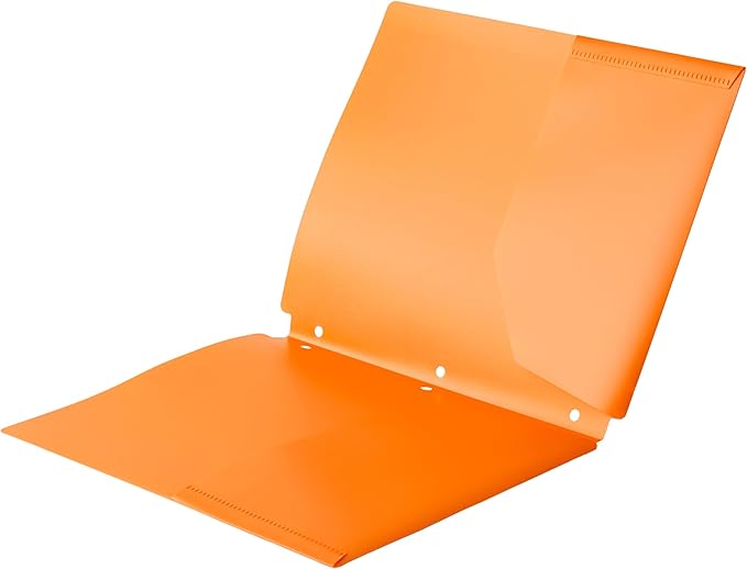 Amazon Basics Plastic 3 Hole Punch Folders with 2 Pockets, 8.5 x 11 inches, Pack of 6, Assorted Color