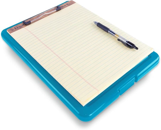Clipboard with Storage Slim Folding for Nursing, Teachers, Coaches & Office, Plastic Heavy Duty with Pen Holder (9.5” x 13.5”) (Blue)