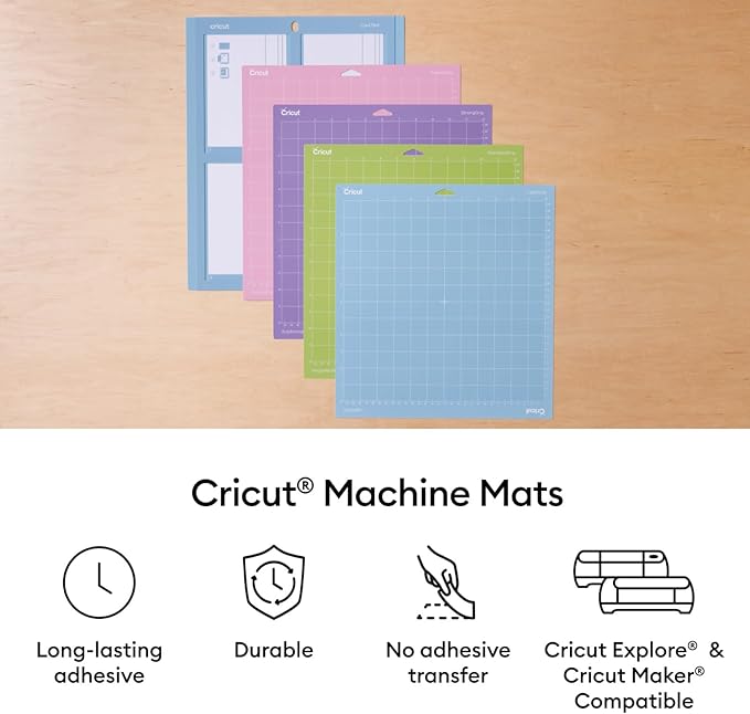 Cricut Cutting Mat Variety Pack (4 Count, 12in x 12in) - for Explore & Maker Machines - Includes 2 StandardGrip, 1 LightGrip, 1 StrongGrip