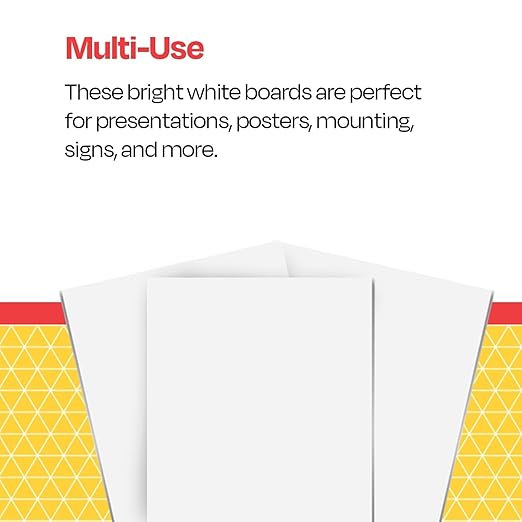 School Smart Poster Board Paper,White,12 pt Thick,for Posters,Signs,Crafts,Displays,Classroom Projects,11 x 14 Inches,25 Count (Pack of 12)