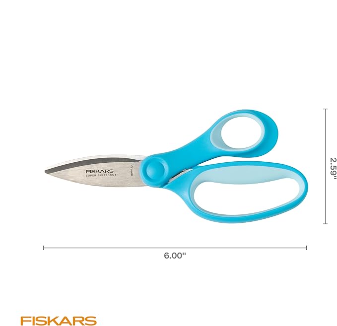 Fiskars Kids Cardboard Creator – Safer Cardboard Cutting Tool with Ergonomic SoftGrip Handle, for Craft and School Supplies, 5 Inches, Rubber and Stainless Steel