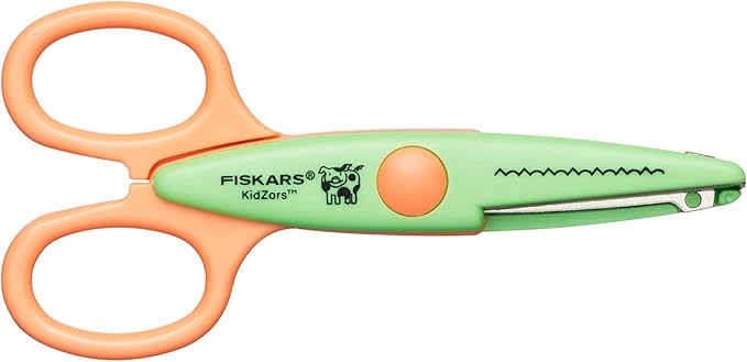 Fiskars Children's Decor Scissors, 6 Pieces, Incl. Storage Bag, Length: 13 cm, for Right- and Left-Handed Users, from 4 Years, Stainless Steel Blade/Plastic Handles, Multi-Coloured, Kidzors, 1003730