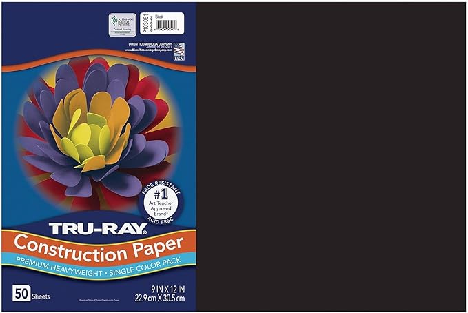 Recycled Tru-Ray Construction Paper, 12" x 18", Black (PAC103061) Category: Art and Drafting Paper