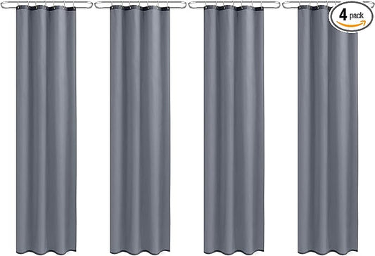 Nasitos Shower Curtain Liners 4 Pack - W36 x H72 - Washable & Water Resistant Fabric Bath Shower Liners for Narrow Stall, Stand Up Shower Stall, RV, Camper (Grey, Magnets Included)