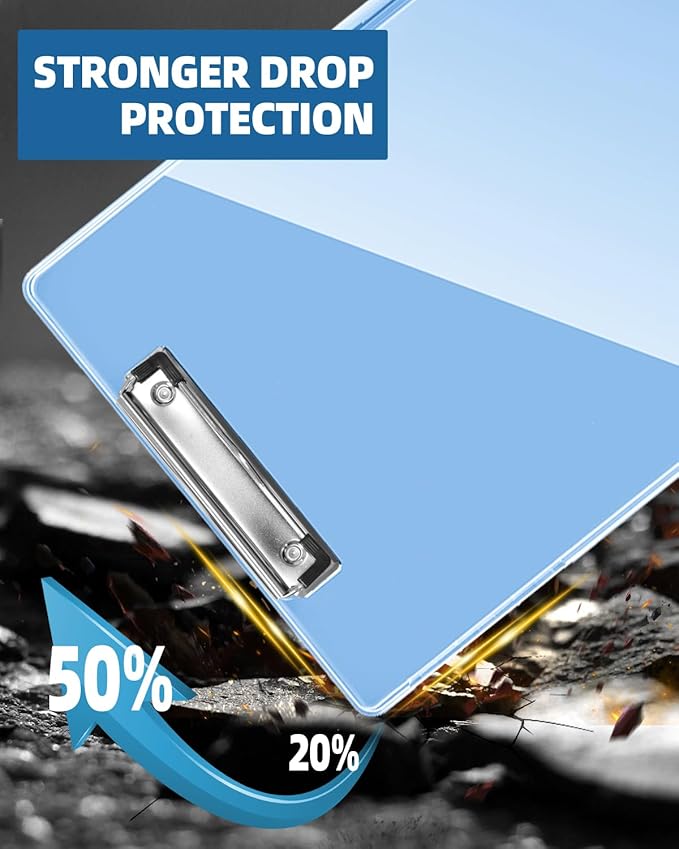 Clearview Clipboard with 2 Storage, Dry Erase 8.5x11 Heavy Duty ClipBoards - High Capacity Coaches Clip Board with Pen Holder - Side Opening Plastic Nursing Clip Case - Aqua Blue