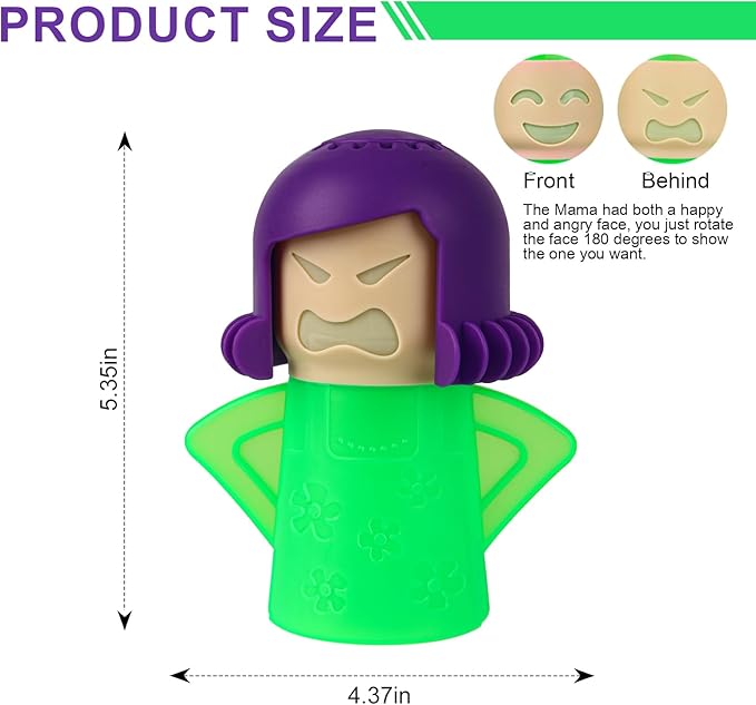 Asltw Angry or Happy Mama Microwave Cleaner, Microwave Oven Steam Cleaner, Just Add Vinegar and Water, Easily Cleans the Crud in Minutes (Green)
