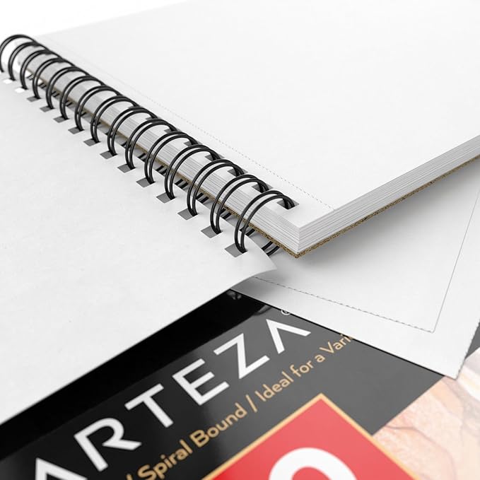 ARTEZA Drawing Paper Pad, 8 x 10 Inches, Pack of 1, 50 Sheets, Spiral Bound Artist Drawing Books, Durable Acid Free White Sketch Paper