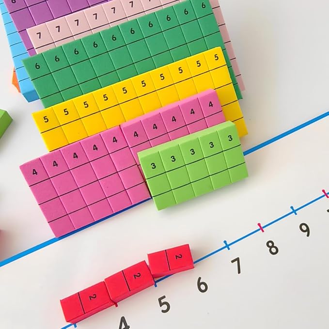 Magnetic Math Number Rods Counting Blocks and Practice Folder Set with Activity Cards, Magnetic Math Counters, Fraction Bars, Foam Math Blocks, Math Manipulatives, Classroom Must Have