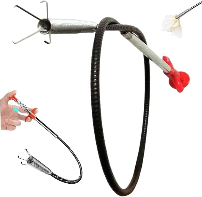 Drain Cleaner Tool, 63 Inch Flexible Drain Clog Remover Tool with 4 Claws, Sink Snake Hair Remover for Toilet Sewer Shower Kitchen Bathroom| Sink Snake